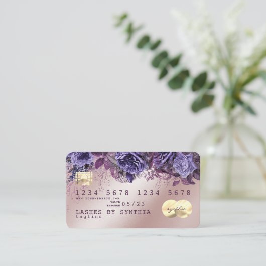 Lashes trendy Floral Creditcard waterverf Visitekaartje (Staand voorkant)