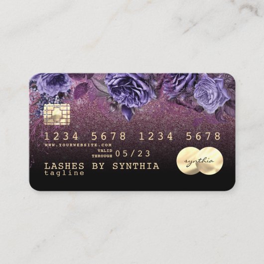 Lashes trendy Floral Creditcard waterverf Visitekaartje (Voorkant)