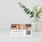 Lashes Typografie 3 Foto Collage QR Code Visitekaartje (Staand voorkant)