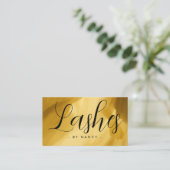Lashes Typografie Gold brush stroke Visitekaartje (Staand voorkant)