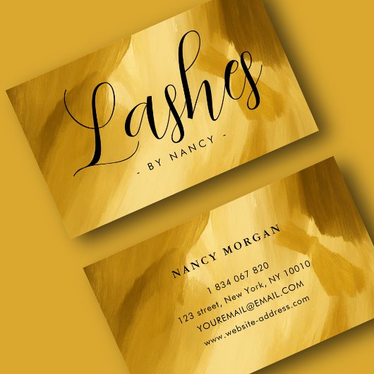 Lashes Typografie Gold brush stroke Visitekaartje