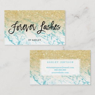 Lashes typografie goudglitter marmer visitekaartje