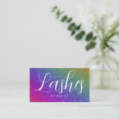 Lashes typografie Rainbow Glitter Visitekaartje (Staand voorkant)