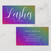 Lashes typografie Rainbow Glitter Visitekaartje (Voorkant / Achterkant)