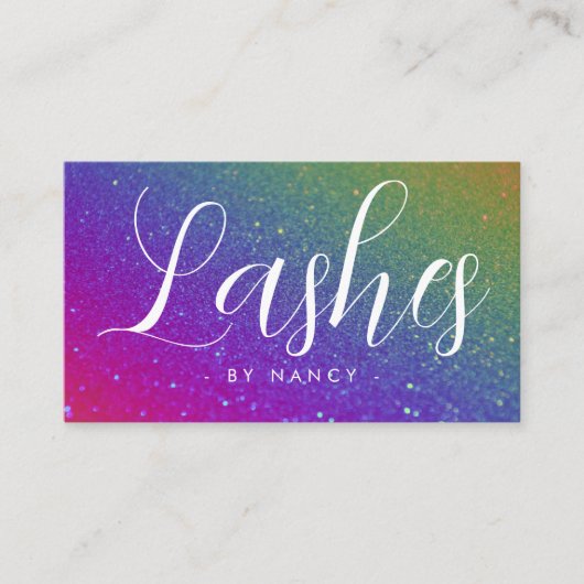 Lashes typografie Rainbow Glitter Visitekaartje (Voorkant)