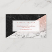 Lashes typografie roos goud glitter block marmer visitekaartje (Achterkant)