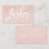 Lashes typografie roos goud glitter blush roze visitekaartje (Voorkant / Achterkant)