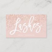 Lashes typografie roos goud glitter blush roze visitekaartje (Voorkant)