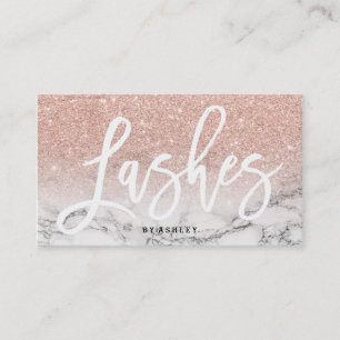 Lashes typografie roos goud glitter marmer visitekaartje