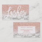 Lashes typografie roos goud glitter marmer visitekaartje (Voorkant / Achterkant)