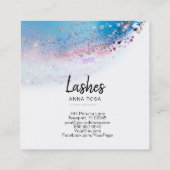 *~* LASHES Waterverf Abstract Pastel Glitter Blue Vierkante Visitekaartje (Achterkant)