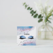 *~* LASHES Waterverf Abstract Pastel Glitter Blue Vierkante Visitekaartje (Staand voorkant)