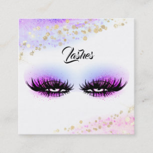 *~* LASHES Waterverf Abstract Pastel Glitter Roze Vierkante Visitekaartje