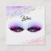 *~* LASHES Waterverf Abstract Pastel Glitter Roze Vierkante Visitekaartje (Voorkant)