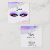 *~* LASHES Waterverf Abstract Pastel Glitter Roze Vierkante Visitekaartje (Voorkant / Achterkant)