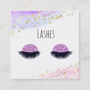 *~* LASHES Waterverf Abstracte Pastel Roze Glitter Vierkante Visitekaartje