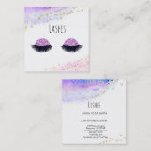 *~* LASHES Waterverf Abstracte Pastel Roze Glitter Vierkante Visitekaartje (Voorkant / Achterkant)