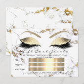 Lashes White Gold Marble Makeup Certificate Gift1 Kaart (Voorkant / Achterkant)