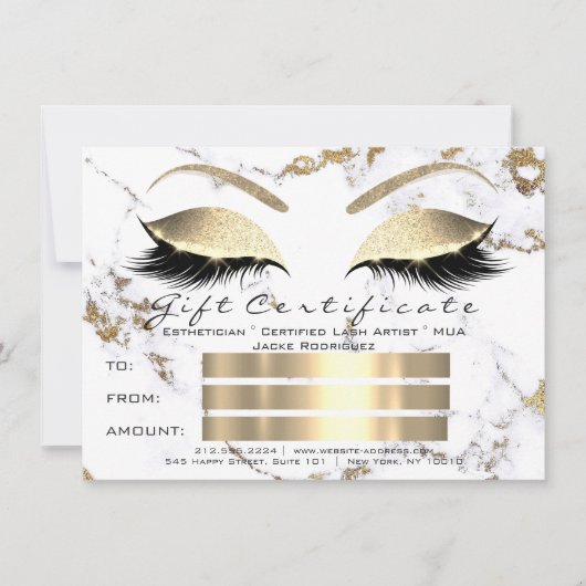 Lashes White Gold Marble Makeup Certificate Gift1 Kaart (Voorkant)