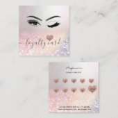 Lashes wink glittery roos Gold hart Klantenkaartje (Voorkant / Achterkant)