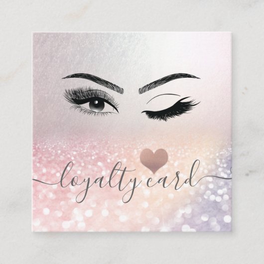 Lashes wink glittery roos Gold hart Klantenkaartje (Voorkant)