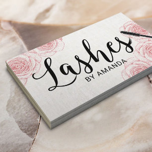 Lashes Zwart Script Stiple Floral Lash Extension Visitekaartje