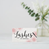Lashes Zwart Script Stiple Floral Lash Extension Visitekaartje (Staand voorkant)