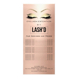 LashesD Price List Extension Gold Blush LOGO Reclamekaart