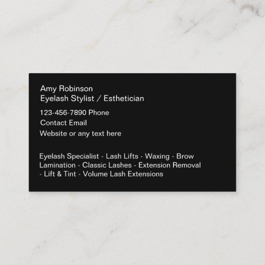 Lasholoog-Visitekaartjes van wimpertechnicus Visitekaartje (Achterkant)