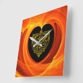 LASLEAF, zwart oranje geel Vierkante Klok (Hoek)