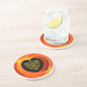 LASLEAF, zwart oranje geel Zandsteen Onderzetter (Zijkant)