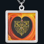 LASLEAF, zwart oranje geel Zilver Vergulden Ketting<br><div class="desc">Elegant,  unieke,  kleurrijke 3D digitale kunst,  hi tech jewel: gouden hart,  knollen,  gestileerde dieren,  levendige,  glanzende stenen,  rood,  oranje,  gele organische fractale zwellen,  golven. Zeer nauwkeurig ontwerp,  modellering en renderend door Bulgan Lumini (c). Deel van serie Hyper Talismans.</div>