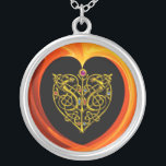 LASLEAF, zwart oranje geel Zilver Vergulden Ketting<br><div class="desc">Elegant,  unieke,  kleurrijke 3D digitale kunst,  hi tech jewel: gouden hart,  knollen,  gestileerde dieren,  levendige,  glanzende stenen,  rood,  oranje,  gele organische fractale zwellen,  golven. Zeer nauwkeurig ontwerp,  modellering en renderend door Bulgan Lumini (c). Deel van serie Hyper Talismans.</div>