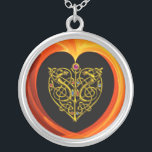 LASLEAF, zwart oranje geel Zilver Vergulden Ketting<br><div class="desc">Elegant,  unieke,  kleurrijke 3D digitale kunst,  hi tech jewel: gouden hart,  knollen,  gestileerde dieren,  levendige,  glanzende stenen,  rood,  oranje,  gele organische fractale zwellen,  golven. Zeer nauwkeurig ontwerp,  modellering en renderend door Bulgan Lumini (c). Deel van serie Hyper Talismans.</div>