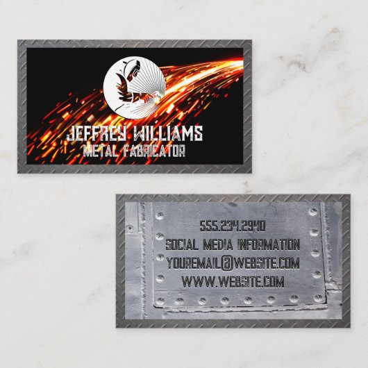 Laslogo | Vonken | Staalmetaal Visitekaartje (Voorkant / Achterkant)