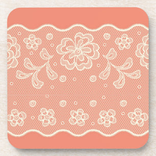 Laspatroon, bloem  4 drankjes onderzetter