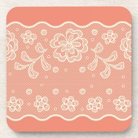 Laspatroon, bloem  4 drankjes onderzetter (Voorkant)