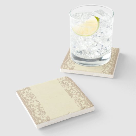 Laspatroon, bloem  7 stenen onderzetter (Zijkant)