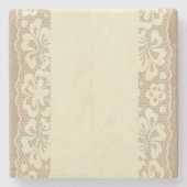 Laspatroon, bloem  7 stenen onderzetter (Voorkant)