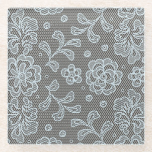 Laspatroon, bloem vintage 6 glazen onderzetter