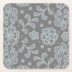 Laspatroon, bloem vintage 6 kartonnen onderzetters