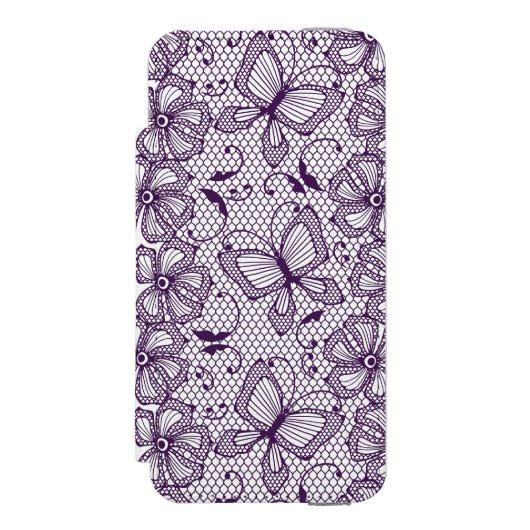 Laspatroon met vlinders incipio iPhone portemonnee hoesje (Voorkant Agenda)