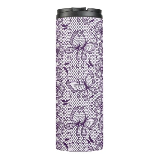 Laspatroon met vlinders thermosbeker (Achterkant)