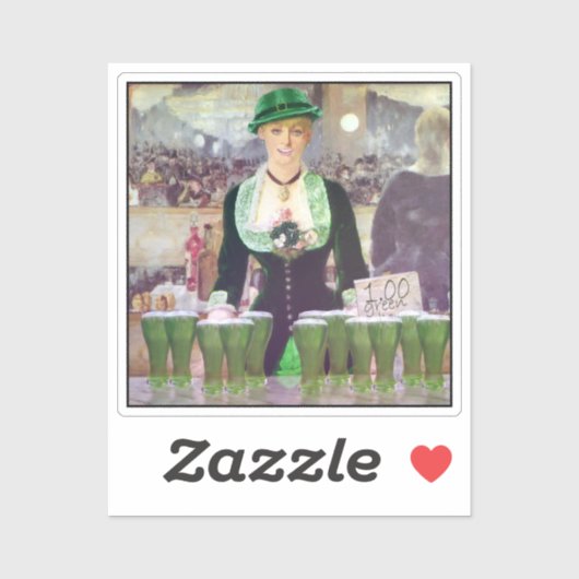 Lass Bartender St. Patrick's Day Sticker (Vel)
