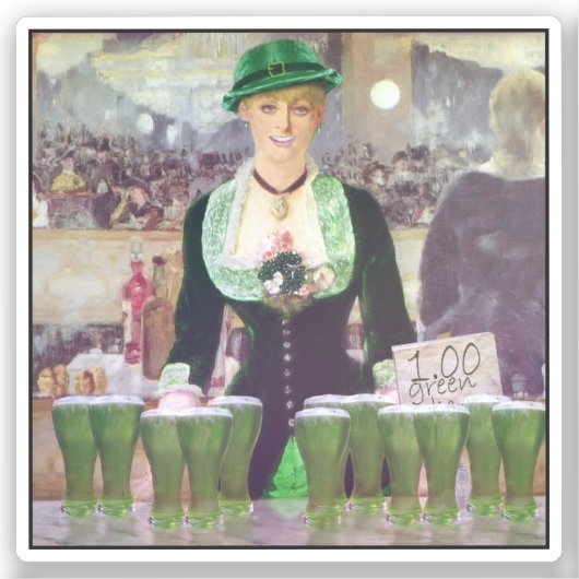 Lass Bartender St. Patrick's Day Sticker (Voorkant)