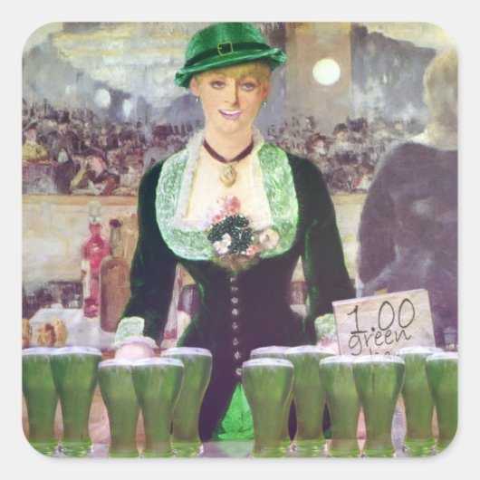 Lass Bartender St. Patrick's Day Vierkante Sticker (Voorkant)