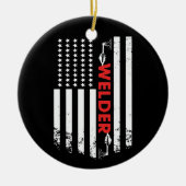 Lassen - Amerikaanse Welder Flag Keramisch Ornament (Voorkant)