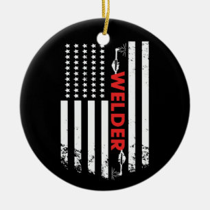 Lassen - Amerikaanse Welder Flag Keramisch Ornament