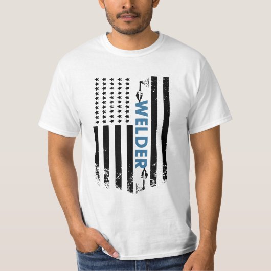 Lassen - Amerikaanse Welder Flag T-shirt (Voorkant)
