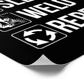 Lassen Eat Sleep Weld Herhaal Funny Mig Tig Arc Poster (Hoek)